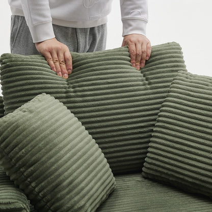 42.12 Corduroy Upholstered Sofa + Ottoman