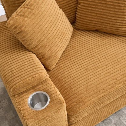 42.12 Corduroy Upholstered Sofa + Ottoman