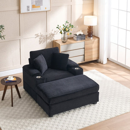 42.12 Corduroy Upholstered Sofa + Ottoman