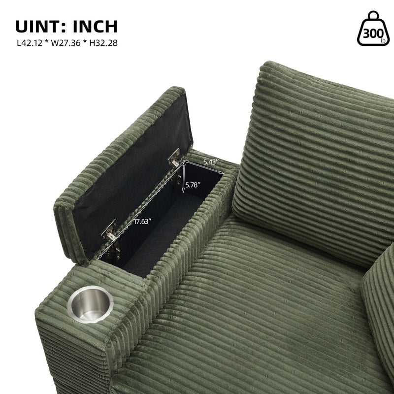 42.12 Corduroy Upholstered Sofa + Ottoman