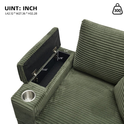 42.12 Corduroy Upholstered Sofa + Ottoman