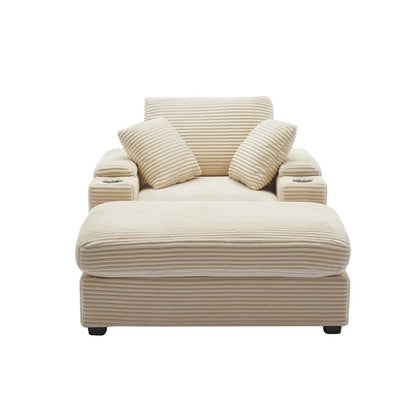 42.12 Corduroy Upholstered Sofa + Ottoman