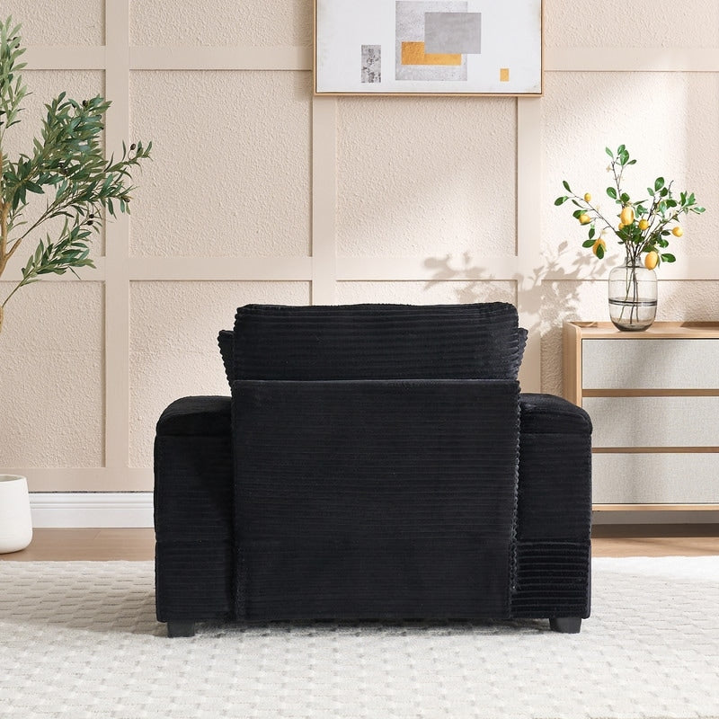 42.12 Corduroy Upholstered Sofa + Ottoman