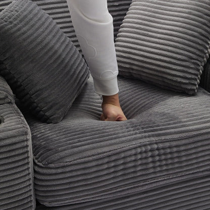 42.12 Corduroy Upholstered Sofa + Ottoman