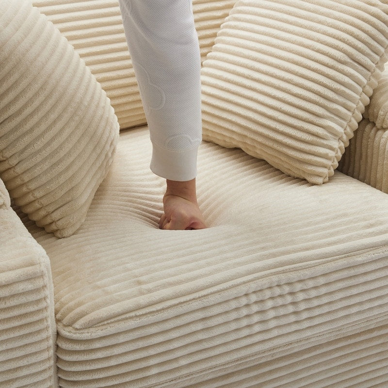 42.12 Corduroy Upholstered Sofa + Ottoman