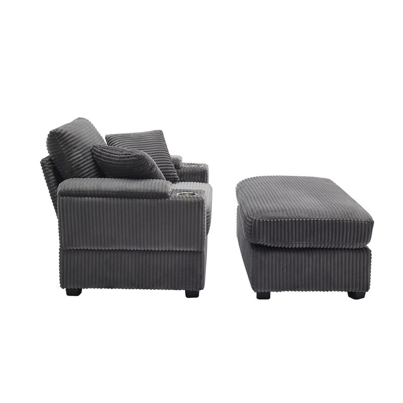 42.12 Corduroy Upholstered Sofa + Ottoman