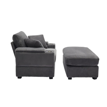42.12 Corduroy Upholstered Sofa + Ottoman