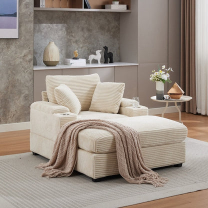 42.12 Corduroy Upholstered Sofa + Ottoman