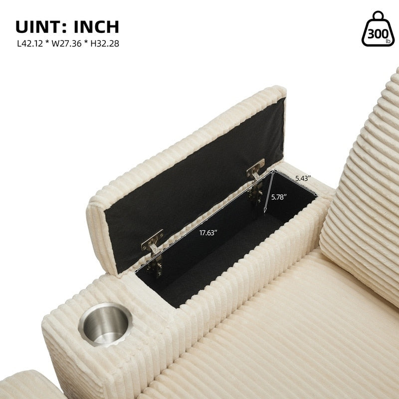 42.12 Corduroy Upholstered Sofa + Ottoman