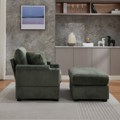 42.12 Corduroy Upholstered Sofa + Ottoman