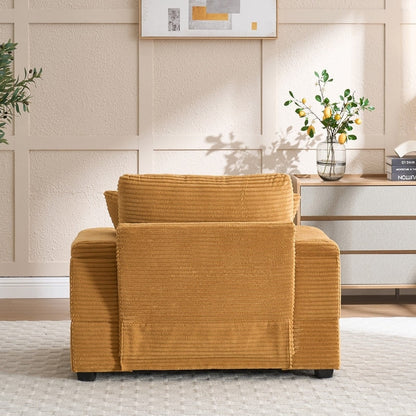 42.12 Corduroy Upholstered Sofa + Ottoman