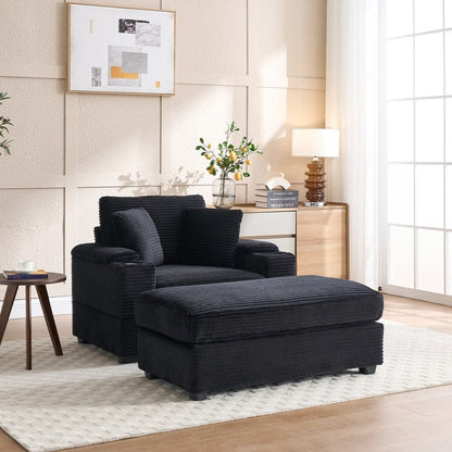 42.12 Corduroy Upholstered Sofa + Ottoman