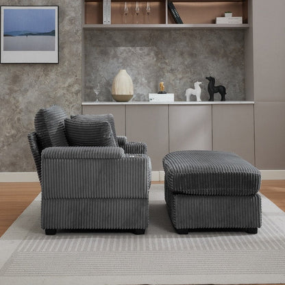 42.12 Corduroy Upholstered Sofa + Ottoman