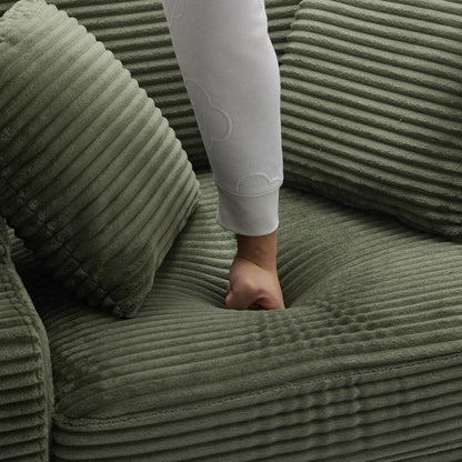 42.12 Corduroy Upholstered Sofa + Ottoman
