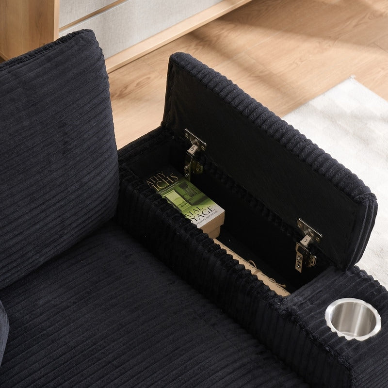 42.12 Corduroy Upholstered Sofa + Ottoman