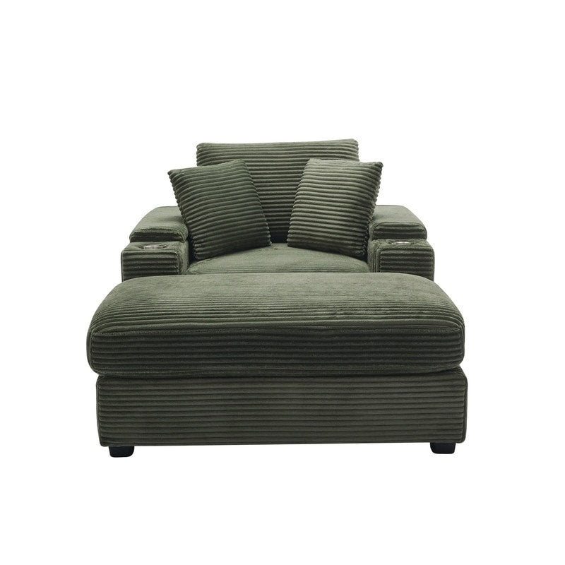 42.12 Corduroy Upholstered Sofa + Ottoman