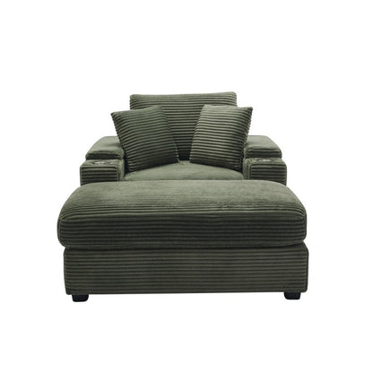 42.12 Corduroy Upholstered Sofa + Ottoman
