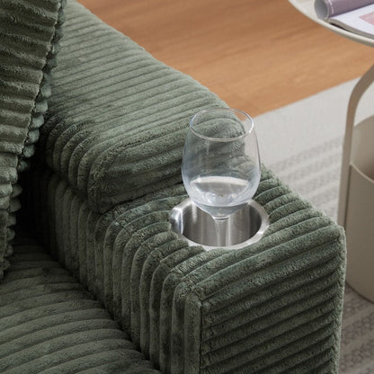 42.12 Corduroy Upholstered Sofa + Ottoman