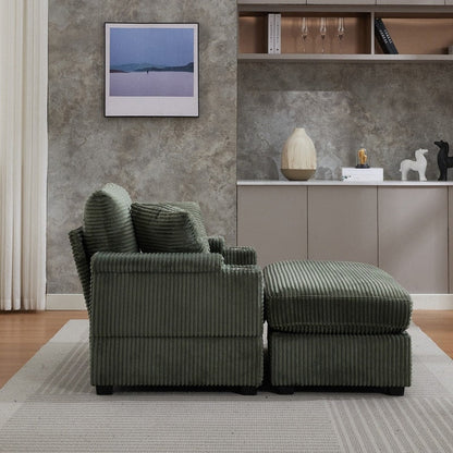 42.12 Corduroy Upholstered Sofa + Ottoman