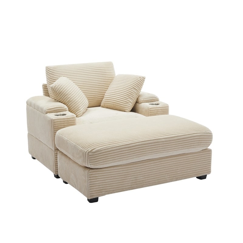 42.12 Corduroy Upholstered Sofa + Ottoman