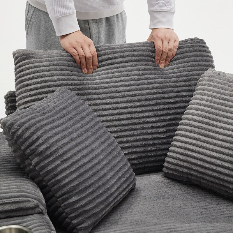 42.12 Corduroy Upholstered Sofa + Ottoman