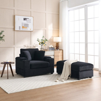 42.12 Corduroy Upholstered Sofa + Ottoman