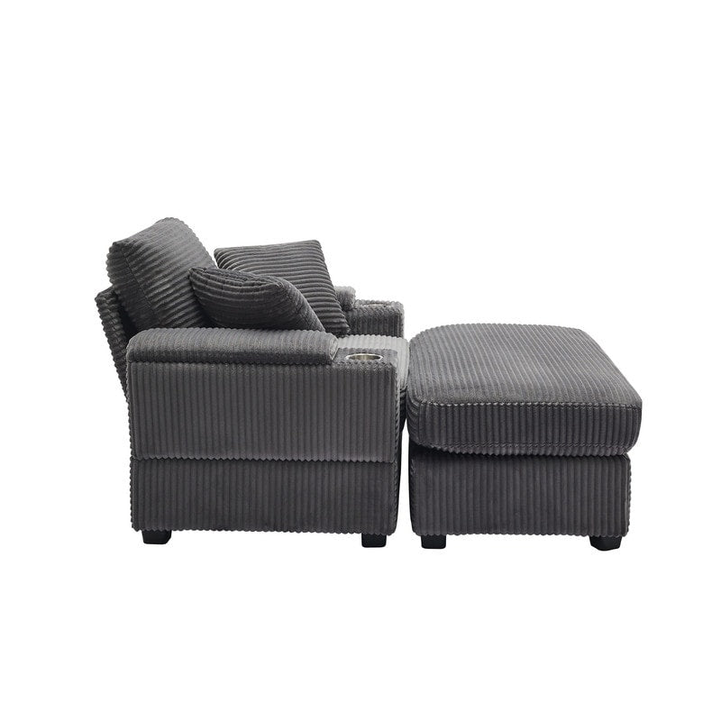 42.12 Corduroy Upholstered Sofa + Ottoman
