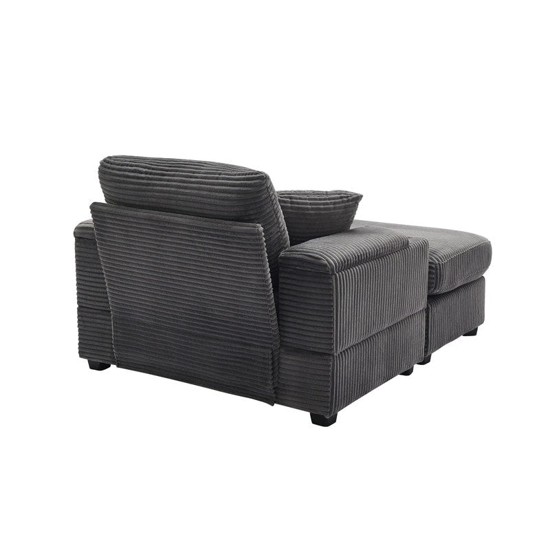 42.12 Corduroy Upholstered Sofa + Ottoman