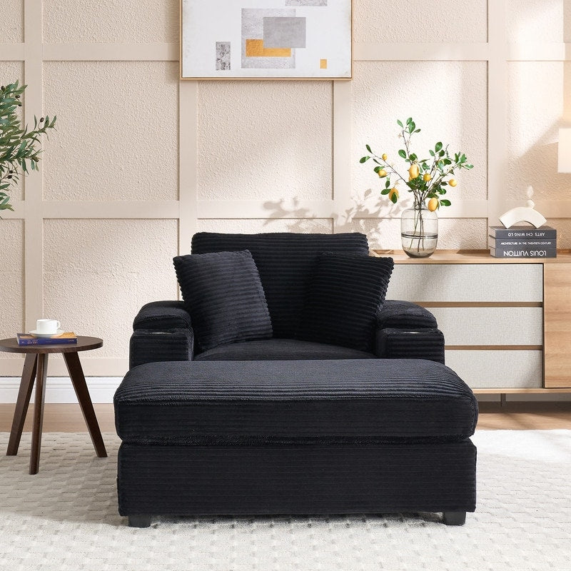 42.12 Corduroy Upholstered Sofa + Ottoman