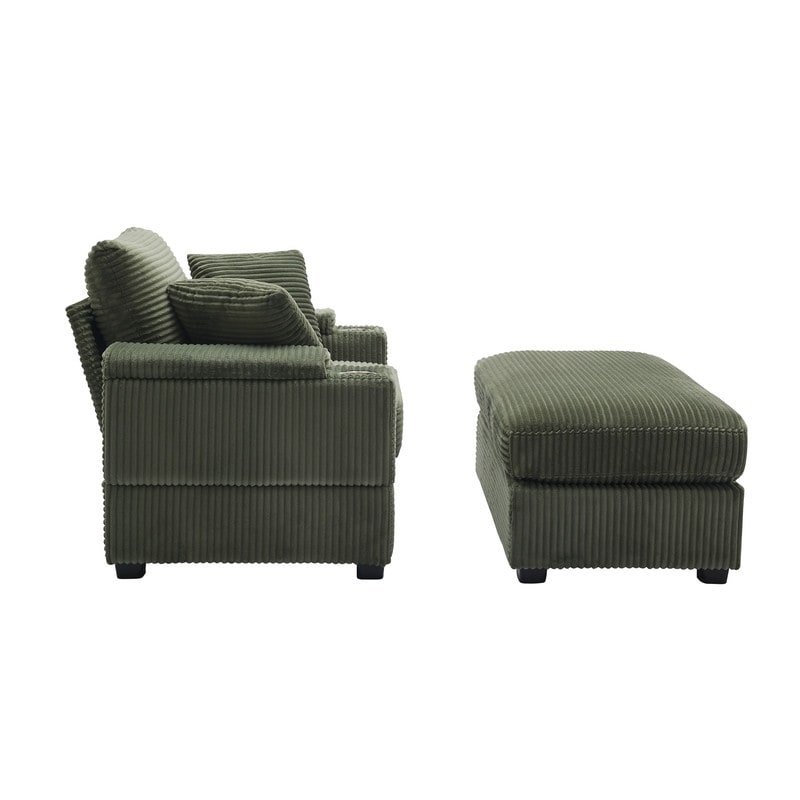 42.12 Corduroy Upholstered Sofa + Ottoman