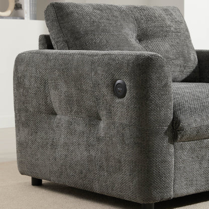 42*33 Chenille Single Sofa Armchair Wide Seat Dual Charger 2 Colors