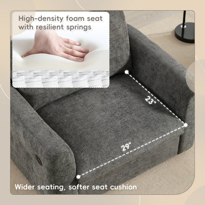 42*33 Chenille Single Sofa Armchair Wide Seat Dual Charger 2 Colors