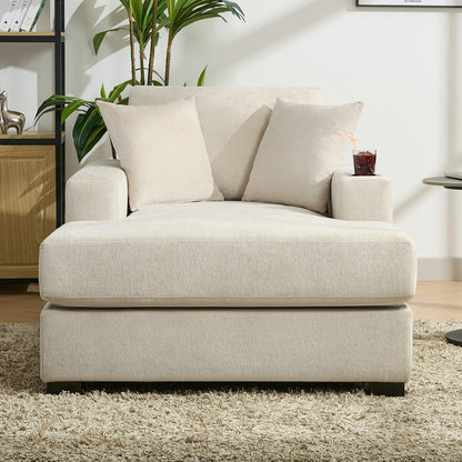 43.5Oversized Chaise Lounger Modern Style Sofa Couch,with Pillows,Charge Station & Cup Holders,Chenille Fabric