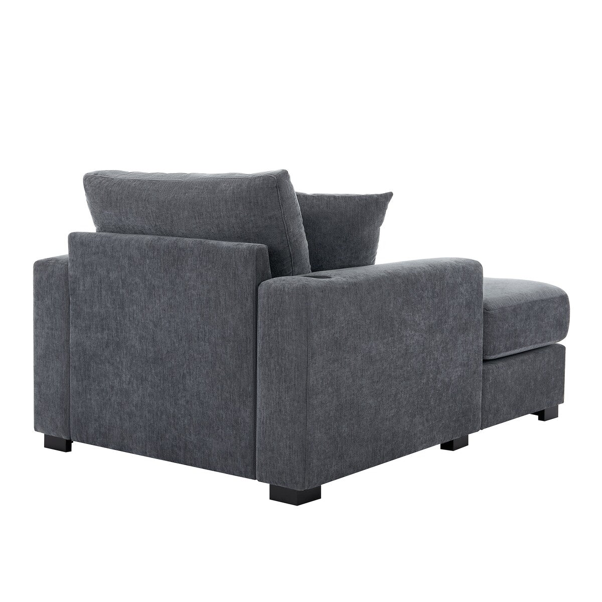 43.5Oversized Chaise Lounger Modern Style Sofa Couch,with Pillows,Charge Station & Cup Holders,Chenille Fabric