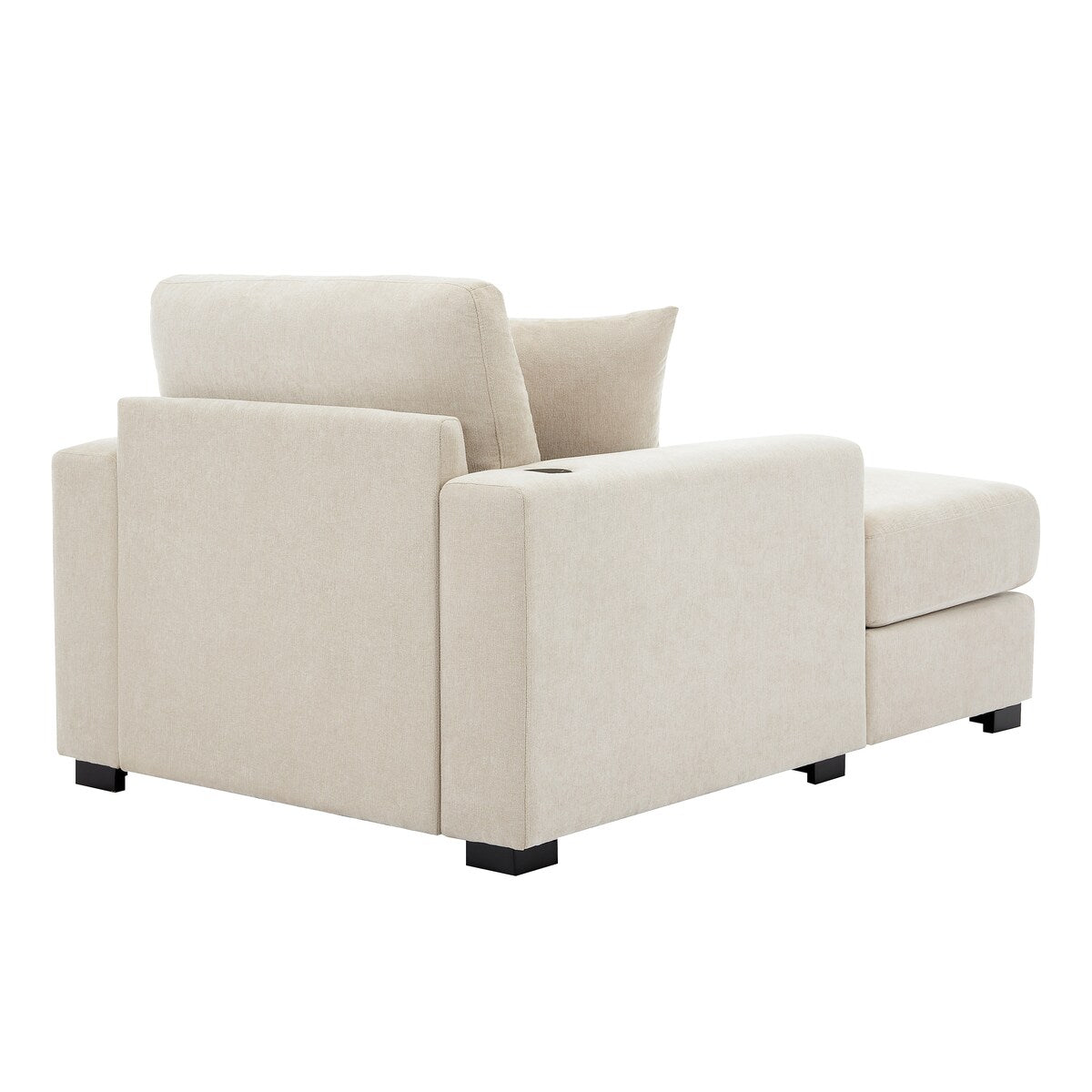43.5Oversized Chaise Lounger Modern Style Sofa Couch,with Pillows,Charge Station & Cup Holders,Chenille Fabric