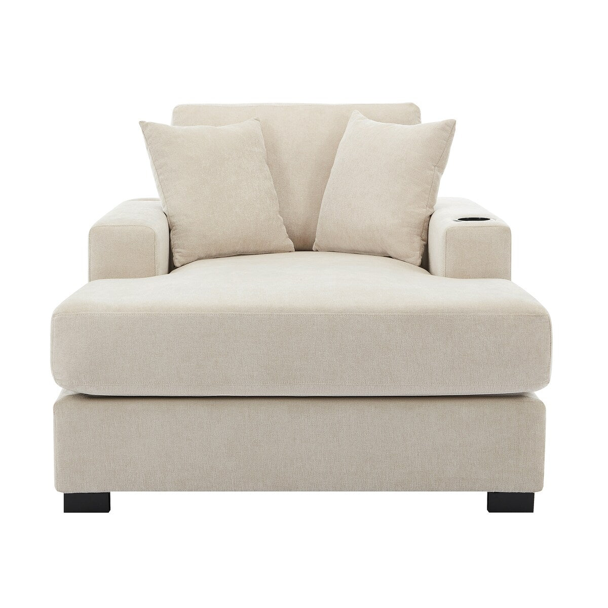 43.5Oversized Chaise Lounger Modern Style Sofa Couch,with Pillows,Charge Station & Cup Holders,Chenille Fabric