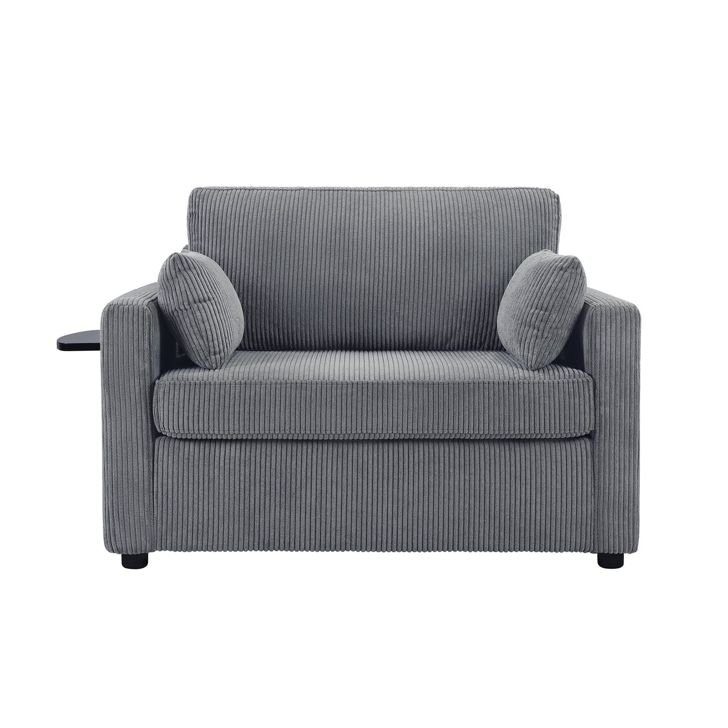 47.2 Corduroy Twin Sleeper Sofa with Foldable Mattress, Side Table, USB Ports, and Storage Pocket