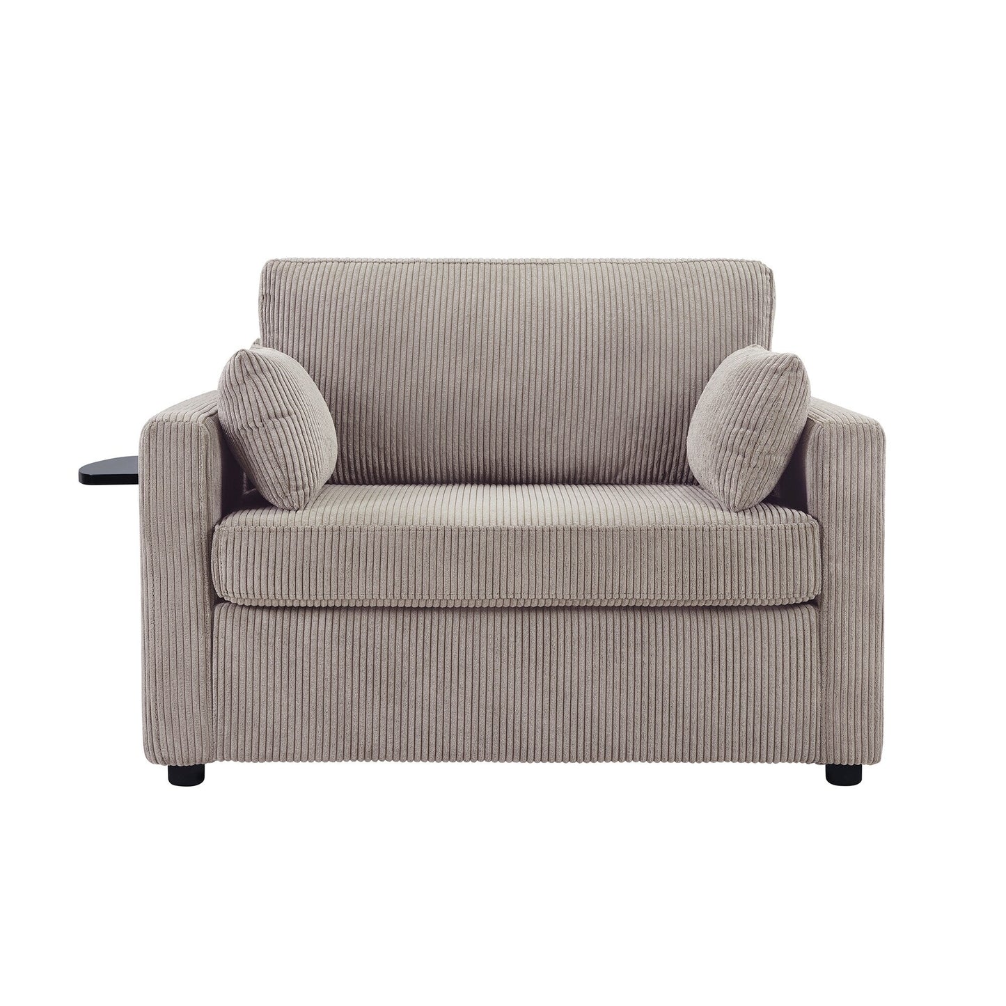 47.2 Corduroy Twin Sleeper Sofa with Foldable Mattress, Side Table, USB Ports, and Storage Pocket