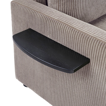 47.2 Corduroy Twin Sleeper Sofa with Foldable Mattress, Side Table, USB Ports, and Storage Pocket