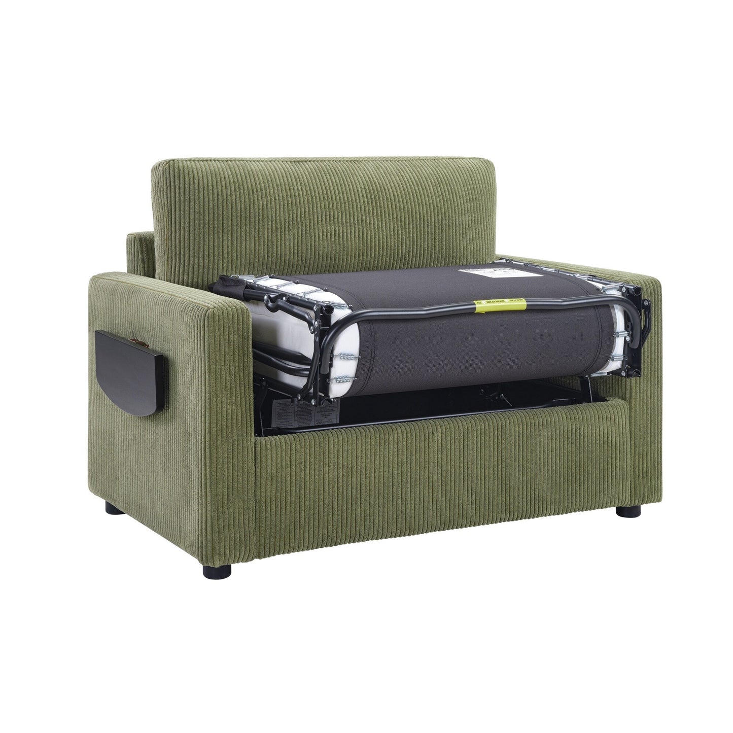 47.2 Corduroy Twin Sleeper Sofa with Foldable Mattress, Side Table, USB Ports, and Storage Pocket