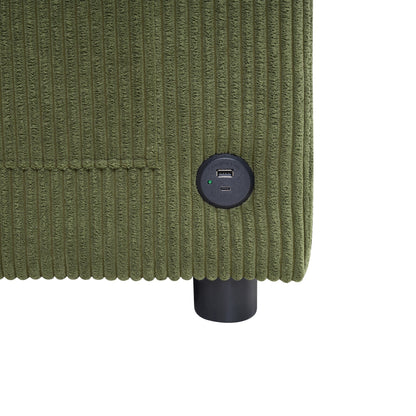 47.2 Corduroy Twin Sleeper Sofa with Foldable Mattress, Side Table, USB Ports, and Storage Pocket