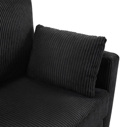 47.2 Corduroy Twin Sleeper Sofa with Foldable Mattress, Side Table, USB Ports, and Storage Pocket