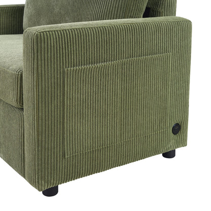 47.2 Corduroy Twin Sleeper Sofa with Foldable Mattress, Side Table, USB Ports, and Storage Pocket