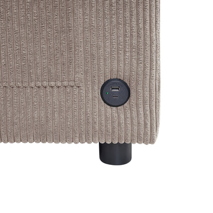 47.2 Corduroy Twin Sleeper Sofa with Foldable Mattress, Side Table, USB Ports, and Storage Pocket