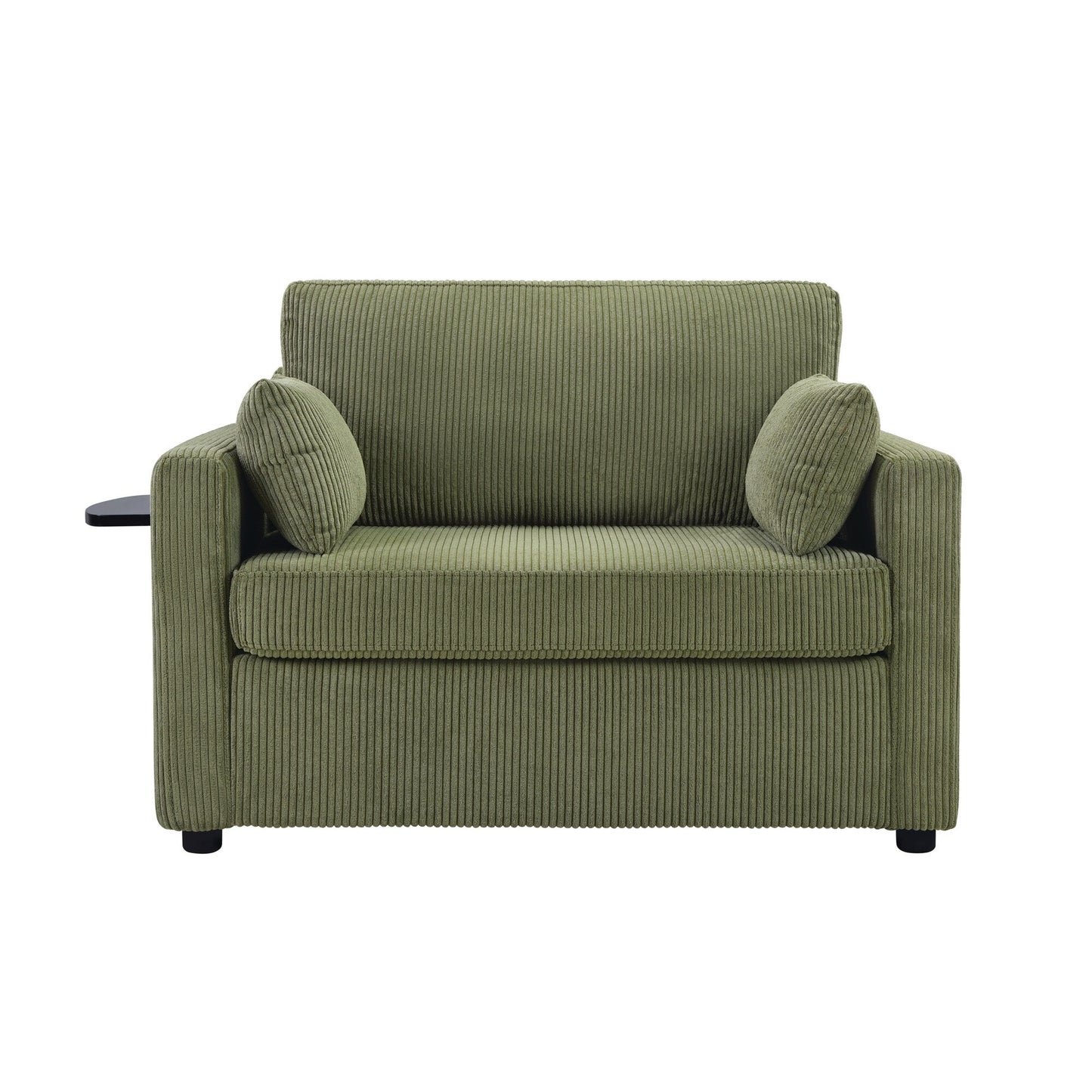 47.2 Corduroy Twin Sleeper Sofa with Foldable Mattress, Side Table, USB Ports, and Storage Pocket