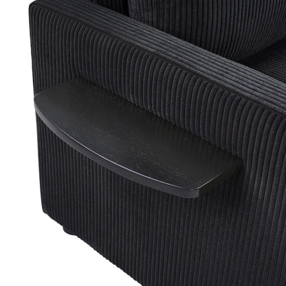 47.2 Corduroy Twin Sleeper Sofa with Foldable Mattress, Side Table, USB Ports, and Storage Pocket