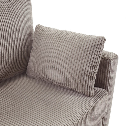 47.2 Corduroy Twin Sleeper Sofa with Foldable Mattress, Side Table, USB Ports, and Storage Pocket
