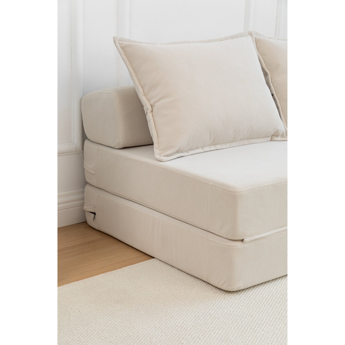 47.63 Corduroy 2-Seater Sleeper Sofa with Pillow Floor Mattress Floor Couch with Backrest for Living Room