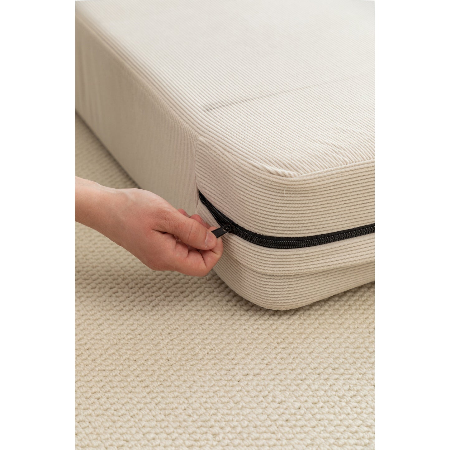 47.63 Corduroy 2-Seater Sleeper Sofa with Pillow Floor Mattress Floor Couch with Backrest for Living Room