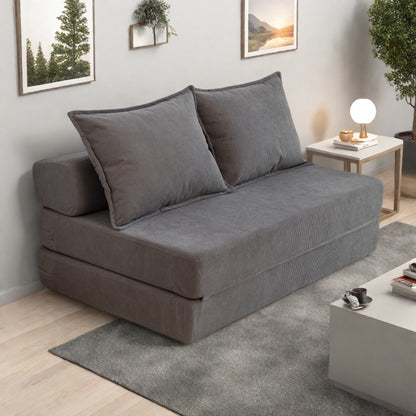 47.63 Corduroy 2-Seater Sleeper Sofa with Pillow Floor Mattress Floor Couch with Backrest for Living Room